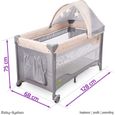 lit bébé 2 en 1 parc bébé  lit parapluie pliable 2 niveaux de matelas haut 0-6 mois (15 kg), bas 6-36 mois (25 kg) lit de voyage t-3
