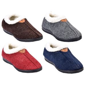 Chaussons Fourrés Noir Taille 42 - Neuf Avec Emballage - Pantoufles Homme Caoutchouc