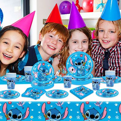 Kit Anniversaire Stitch 97 Pièces - Vaisselle Jetable, Ballons, Décoration - Thème Disney