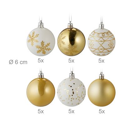 Relaxdays Boule De Noël, Brillante, Lot Pratique De 50, En