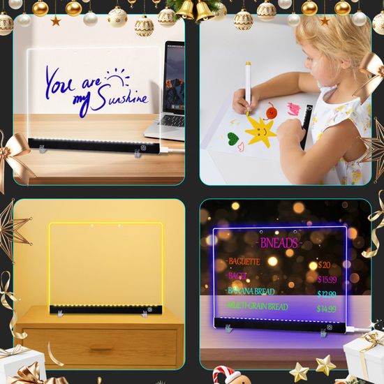 Tableau LED Magique 22x15 Cm – Tablette Lumineuse Pour Enfant, Effaçable, 7 Couleurs, Rechargeable – Idéal Pour Dessiner, Décorer Ou Veilleuse