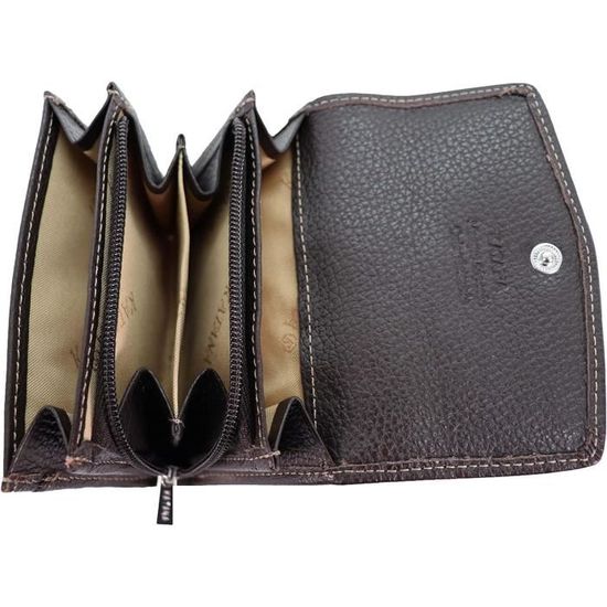 Petit Porte-Monnaie Cuir Lisse Katana – Format Compact 8x11x3 Cm – Rouge Foncé, Noir Ou Choco – Fermeture Zip Pratique