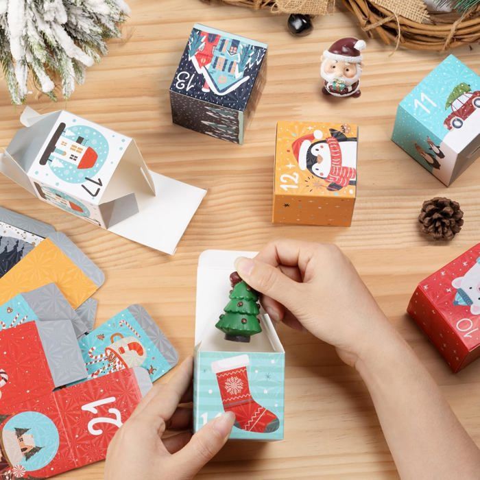 Calendrier De L'Avent DIY 24 Boîtes Vides à Remplir - Numérotées, Prêtes à Personnaliser Pour Noël