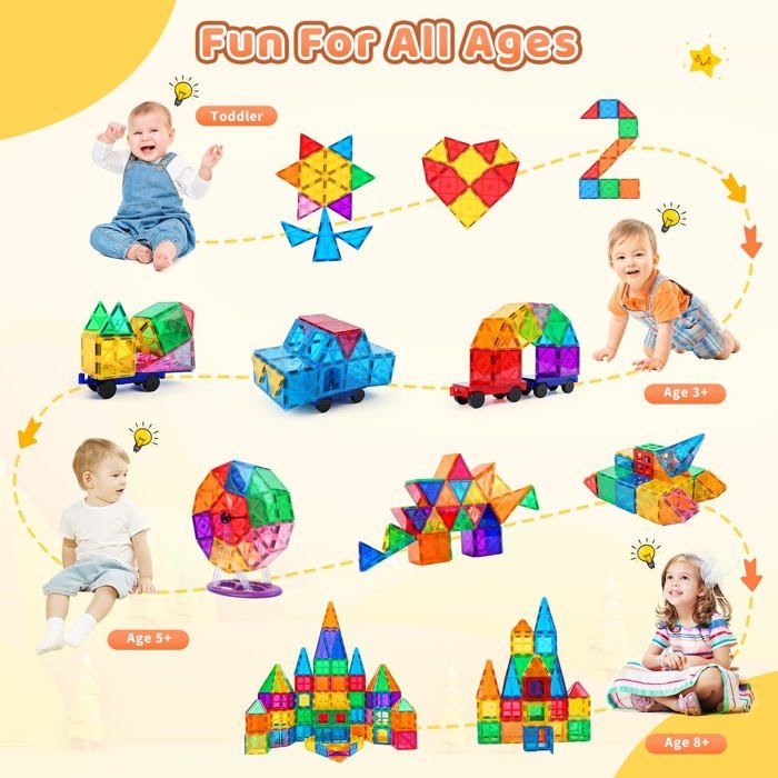 Crifeton Construction Magnetique Enfant 330 pièces 2CM Magnetic Blocks 3+ Jeux Aimants, Bloc de Cube Magnétique de pour Garçon et Fille, Jouet Créatif Montessori pour Enfants 4 5 6 7 8 9 10 11 Ans Jeu