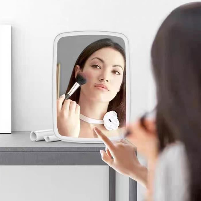 Miroir de maquillage grossissant 10X avec LED, pivotant à 360°, ventouse intégrée pour rasage et maquillage, lumineux et portable - Au quotidien Miroir de maquillage grossissant 10X avec LED, pivotant à 360°, ventouse intégrée pour rasage et maquillage, lumineux et portable - Au quotidien