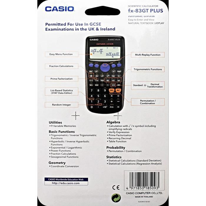 Casio FX 83GTPLUS Calculatrice scientifique Import Royaume Uni