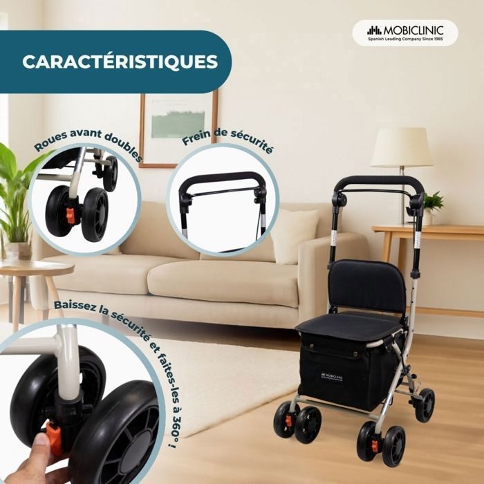Chariot De Courses Colombo Cosy & Trendy 40L - Structure Acier Inoxydable - Gris