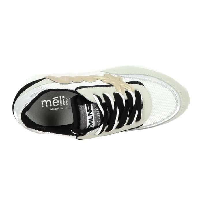 Baskets mode femme Meline Tro1700 Blanc Cuir Lacets Blanc Cdiscount Chaussures