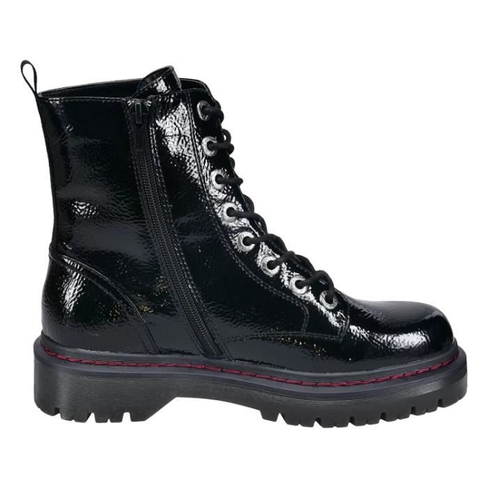 Bottines rangers vernies pour femme Bugatti 431A4P305700 Noir Polyester