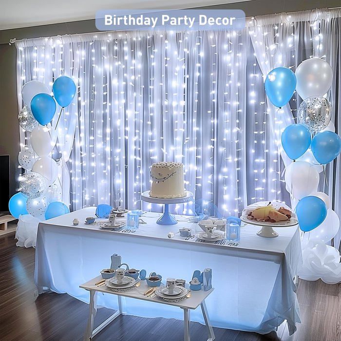 éclairage Extérieur IP44 Rideau Lumineux BLOOMWIN 6x3m - 600 LEDs Avec Télécommande Pour Décor Noël/Mariage Guirlande Lumineuse Chambre