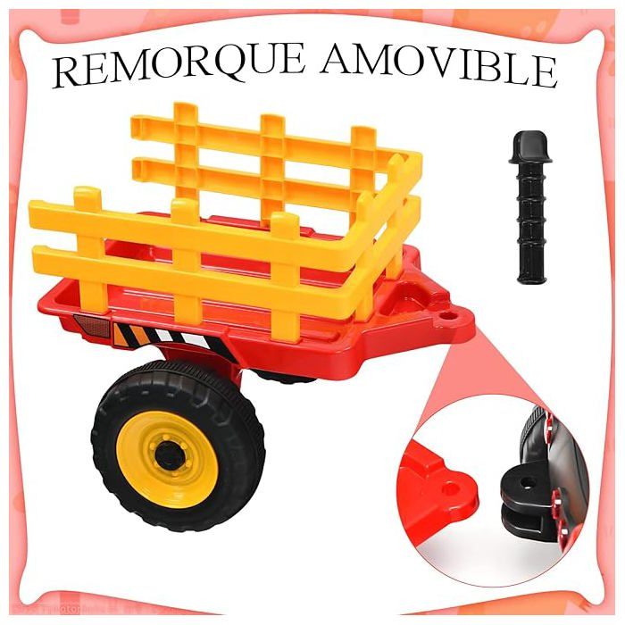 Tracteur Jouet Joellfuner 3 En 1 Avec Remorque Amovible, Sons, Lumières, Figurines Fermier Et Animaux, Friction, Pour Enfant 3-6 Ans