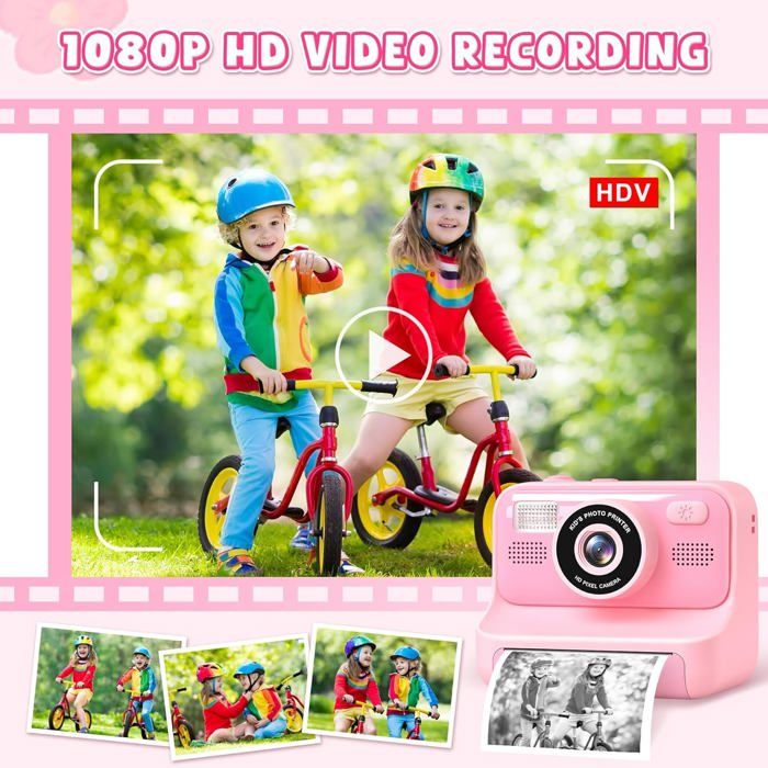 Appareil photo instantané Kinder HD1080P - Carte 32 Go + papier d'imprimante inclus Appareil photo instantané Kinder HD1080P - Carte 32 Go + papier d'imprimante inclus