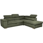CASAPY Canapé d'angle convertible réversible - 5 places - DAYTONA - Velours Kaki - Coffre de rangement - L260 x H94 x P216 cm