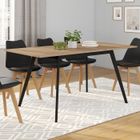 IDMARKET Table scandinave extensible rectangle INGA 4-8 personnes plateau bois pieds noirs 120-160 cm