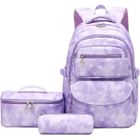 JRING Lot de 3 Sacs à Dos avec Trousse et Sac Isotherme, Cartable Enfant pour Scolaire Primaire, Étoile Violette