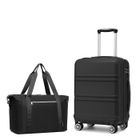 Kono Set de 2 Valises de Voyage Rigide Bagage Cabine 55x40x22cm à 4 roulettes avec Serrure TSA + Sac de Voyage 40x25x20cm, Noir