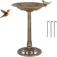GYMAX Abreuvoir Oiseaux Classique, Hauteur 70CM, Antique Bain d'oiseaux avec une Plateau de Diamètre 50cm, Mangeoir en Polypropylène