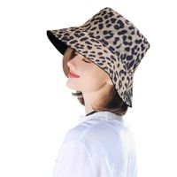 DAMILY® Bob femme Bonnet double face résistant aux UV Chapeau Motif léopard Taille M-Noir