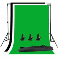 ZUOCHEN Kit de support de fond de Studio Photo 1.6 * 3 m toile de fond d'écran noir blanc vert et support de fond 2 * 2 m