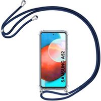 Coque Pour Samsung A52 5G (6.5") Anti-Rayure Transparente + Cordon Bleu Marine