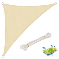 Voile d'ombrage triangulaire WOLTU en HDPE 5x7x7m crème avec protection UV pour jardin ou camping