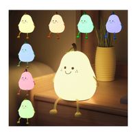 Maison Du Monde Veilleuse à LED En Forme De Poire Mignonne Pour Chambre D'enfant, Lampe De Chevet En Silicone, 7 Couleurs, Chargement USB, Lampe Tactile En Forme De Poire, Mini Lampe De