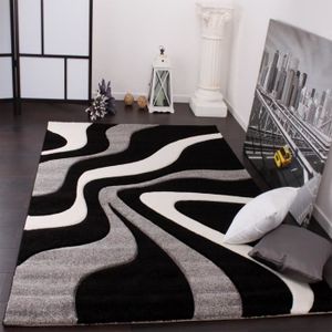 TAPIS Tapis moderne design - Gris Noir Blanc - 80 x 150 