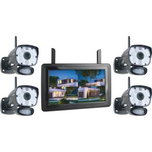 CAMÉRA DE SURVEILLANCE Kit de surveillance ELRO CZ60RIPS-4 avec 4 caméras, vision nocturne couleur et application - 1080P HD