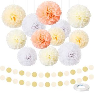 LIHAO 12 Pompons Fleur Papier de Soie Boules /à Suspendre pour D/écoration F/ête Mariage Anniversaire Baby Shower etc 18 Ballons de Baudruche 12 pouce