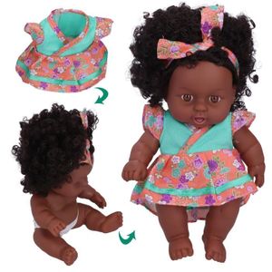 POUPÉE minifinker poupée de bébé Reborn Poupée bébé Reborn réaliste de 20cm, jouet de jeux poupee Jupe à fleurs vert orange Q8-001