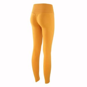 PANTALON DE SPORT Pantalon de sport,Pantalon de Yoga sans couture, Legging de Fitness de sport élastique pour femme, taille haute - Mustard yellow