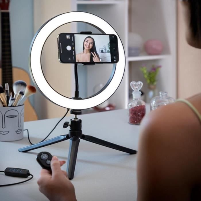 Selfie LED Anneau Lumière Avec Trépied Support de Téléphone Titulaire  Dimmable Smartphone Photographie Maquillage Anneau Lumière - Cdiscount  Appareil Photo