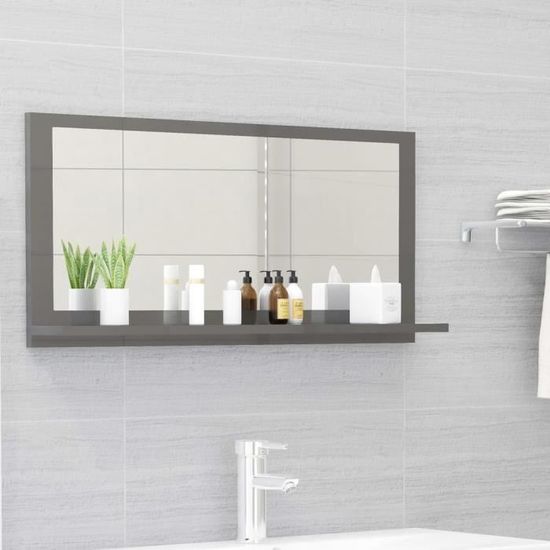 Nouveauté!Miroir Décoratif - Miroir Attrayante salon de salle de bain Gris brillant 80x10,5x37 cm Aggloméré181