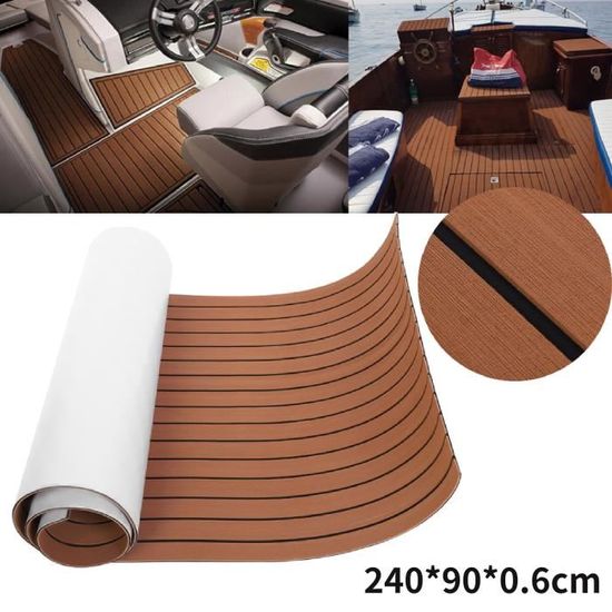 Tapis de Pont en Mousse EVA Teck Yacht Tapis de Sol Auto-Adhésif Gris 240x60cm | Leroy Merlin