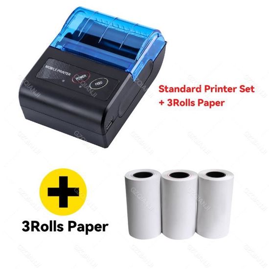 Toutes nos imprimantes,Mini imprimante thermique pour tickets de  caisse,58mm,Bluetooth,téléphone Porta- Add 3 Rolls-Prise de l'UE -  Cdiscount Informatique
