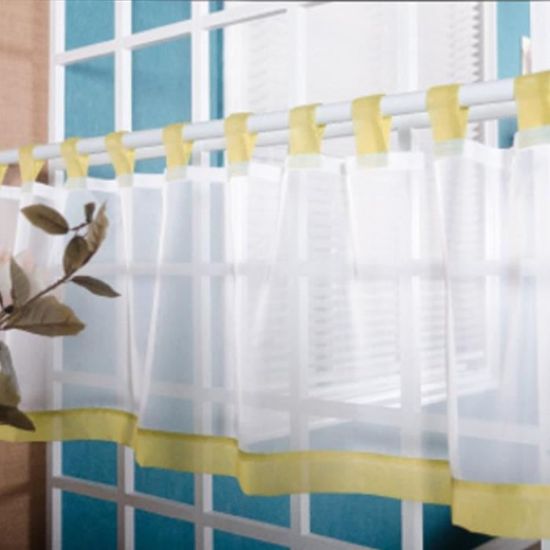 Rideau 60x160 NSXIN Rideau Brise-bise En Voile Avec Passants - Transparent - Moderne - En Gaze - Pour Cuisine, Salon, Maison De Campagne - 45 X 90 Cm - Bords Gris Brise Bise Grande Hauteur