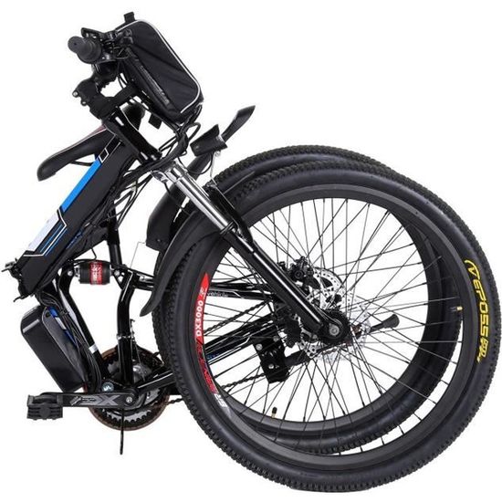 VTT 26 pouces Vélo électrique de montagne pliable avec batterie au Lithium-Ion - EU prise - noir