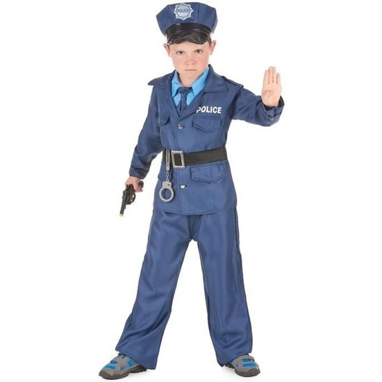 Déguisement policier bleu enfant - L 10-12 ans - Imitation cuir