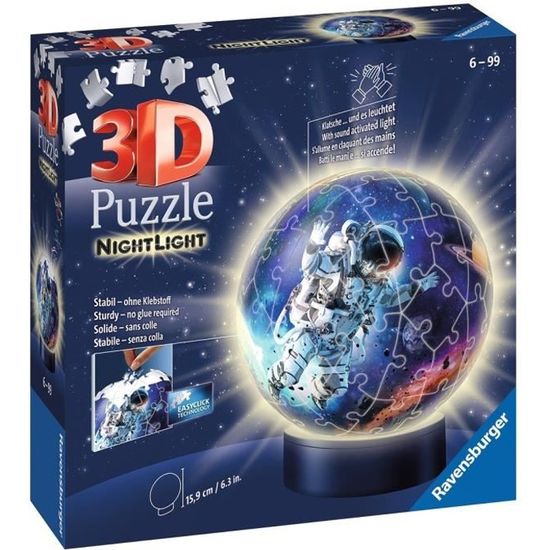 Puzzle 3D Ball illuminé - Les astronautes - Ravensburger - 72 pièces - Thème Astrologie et ésotérisme