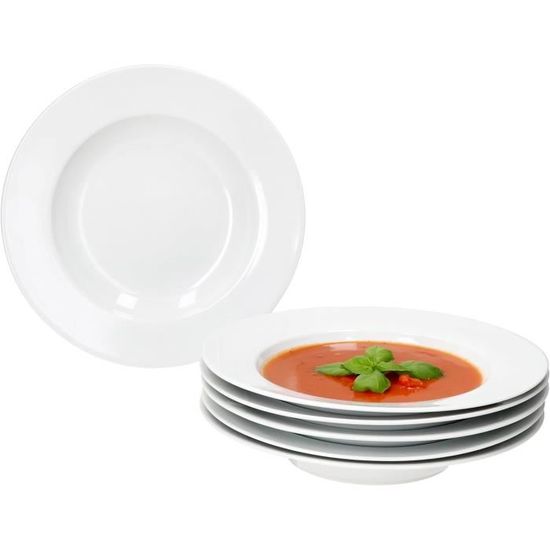 Assiettes Soupe Faïence Set De 6 Assiettes Creuses MamboCat Grey - Faïence 21,5cm, Motifs Tourbillon, 6 Couleurs Gris Assiettes Creuses Grises