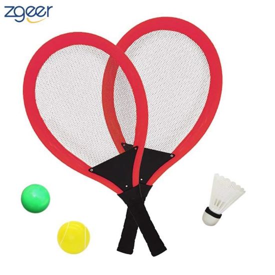 Set De 2 Raquettes De Badminton/tennis Pour Enfants + 3 Volants Et 3 Balles - Pour Intérieur Et Extérieur - Poignée Confortable - À Partir De 3 Ans