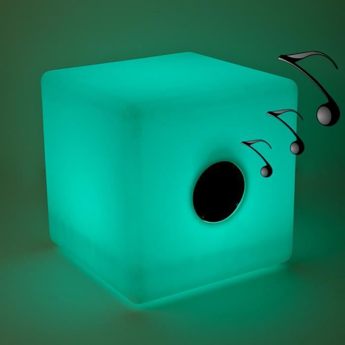 Cube LED lumineux - enceinte bluetooth intgre - 40x40 cm