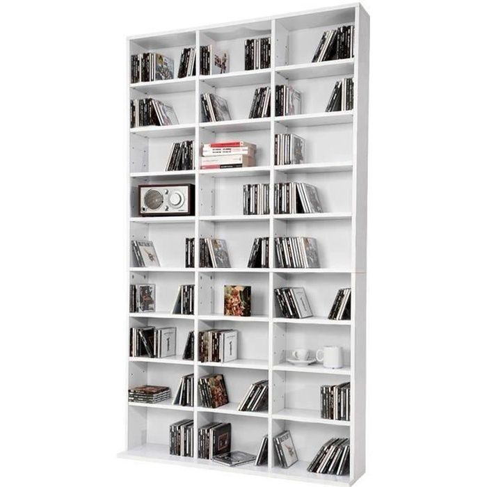 Etagère bibliothèque blanche 102 x 180 x 15 cm (LxHxP)