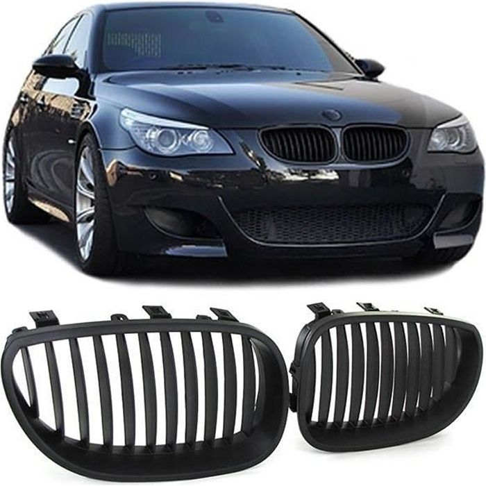 2 GRILLE DE CALANDRE NOIR MAT BMW SERIE 5 E60 E61 7/03 - 05/2010