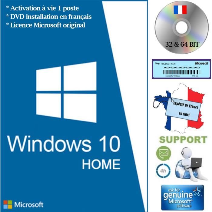 WINDOWS 10 HOME / FAMILLE 32 BIT ET 64 BIT FR