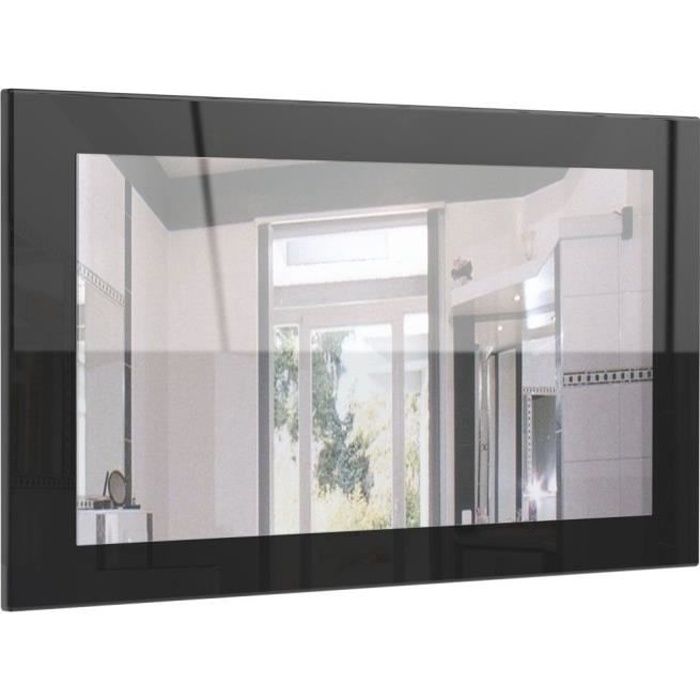 Miroir laqué haute brillance noir 89 cm