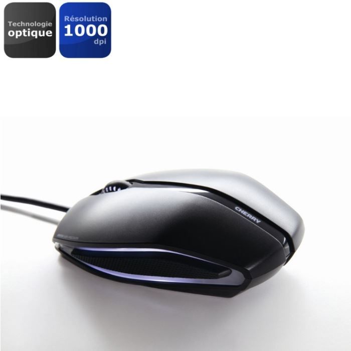 CHERRY Souris GENTIX - Filaire - Optique - Eclairage blanc - PC & Mac - 3 boutons - Noir