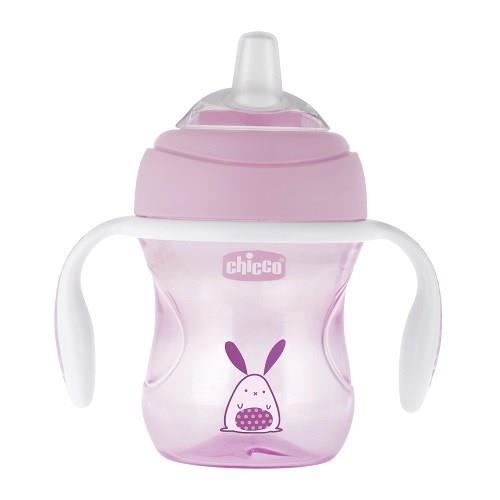 CHICCO Tasse Transition bec souple silicone x1 rose 4m+