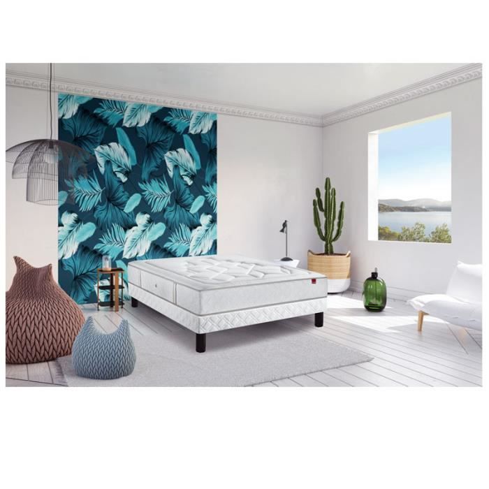 Ensemble Epeda SEQUIN + Sommier Confort Ferme + Pieds 160x200 Ressorts