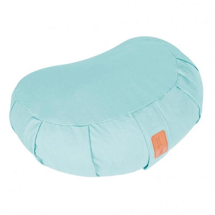 Coussin de méditation demi-lune bleu clair - Hauteur d'assise : 19 cm - Coussin de yoga avec rembourrage en balles d'épeautre